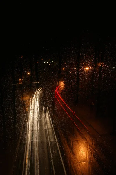 Uma Noite Chuvosa Durante Outono Ann Arbor Michigan — Fotografia de Stock