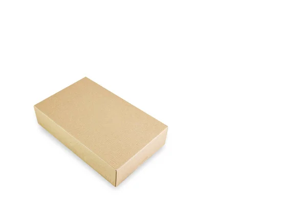 白い背景に隔離された紙箱 デリバリー製品包装リサイクルコンセプト パースペクティブビュー — ストック写真