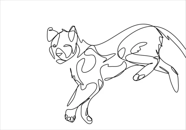 Stor Katt Kontinuerlig Linje Illustration — Stock vektor