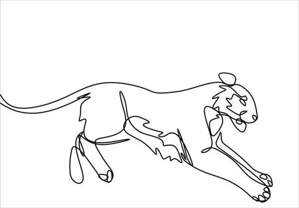 Koşan Büyük Kedi Aralıksız Çizgi Çizimi Stok Illüstrasyon