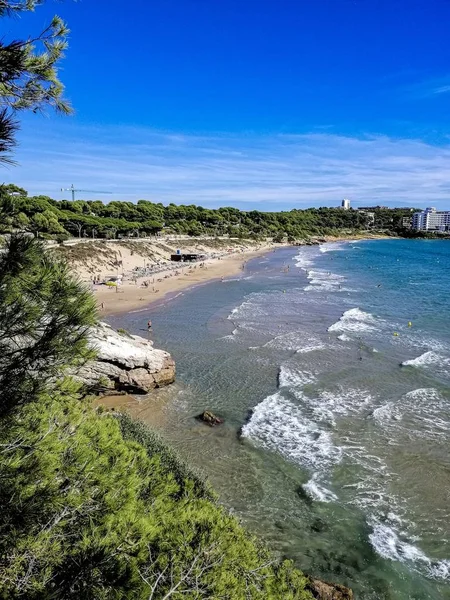 Costa España Ciudad Salou Costa Dorada Paisaje Marino Con Cielo — Foto de Stock