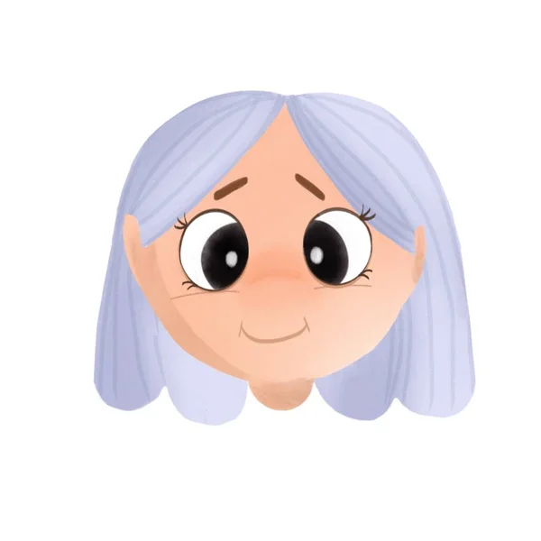 Illustration Little Cute Smiling Girl Lilac Hair White Background Cute — Stock Photo, Image