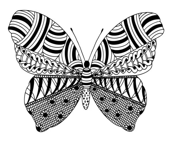 Coloriage Vectoriel Avec Papillon Partir Motifs Zentangle Application Dans Les — Image vectorielle