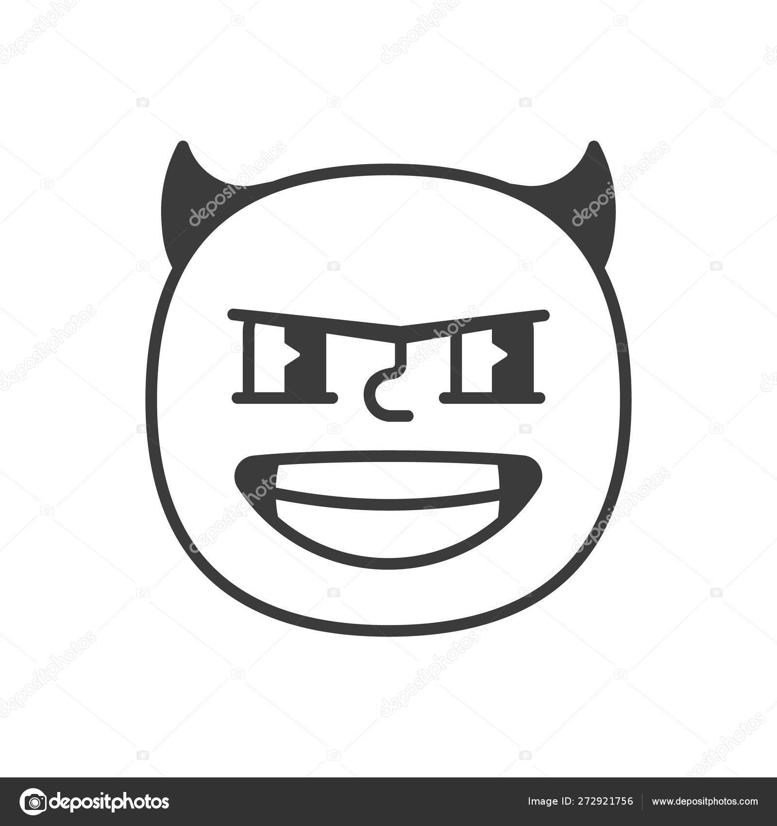 Evil Smile Fase Black And White Emoji Vector Eps 10 Vector Image By C Moofer Vector Stock