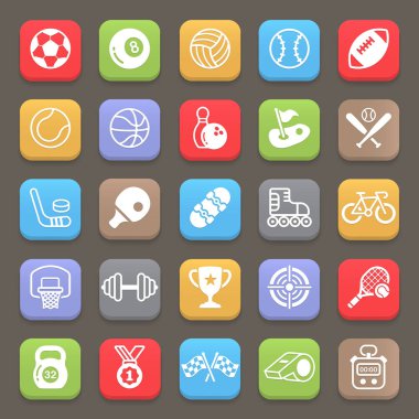 Mobil veya web için spor simgeleri. Vektör