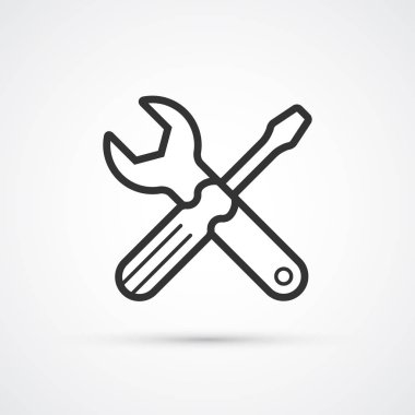 Tornavida ve spanner düz çizgi simgesi. Vektör eps 10