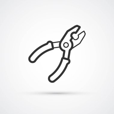 Pliers siyah çizgi düz vektör eps10 simgesi