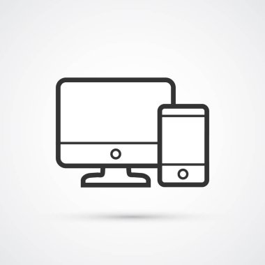 Duyarlı web tasarımı düz çizgi trendy siyah simge. Vektör eps10