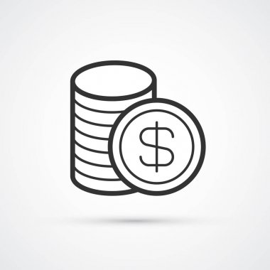 Sikkeler düz çizgi siyah trendy simgesi yığını. Vektör eps10