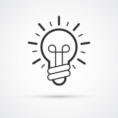 Ampul fikir düz çizgi trendy simgesi. Vektör eps10