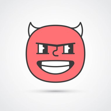 Büyük gözlü kötü adam emoji yüz. Vektör eps10