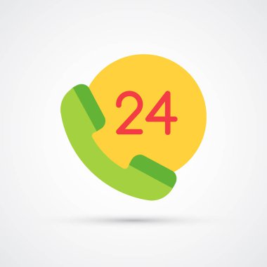 Telefon desteği 24 saat trendy sembolü. Vektör çizimi
