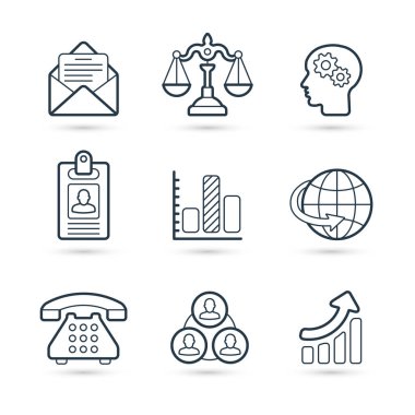 Kurumsal ticaret simge paketi. Vektör çizimi