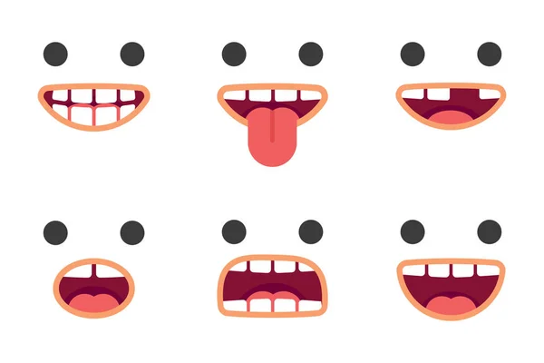 Cute emoji smile crazy faces pack. Vector.