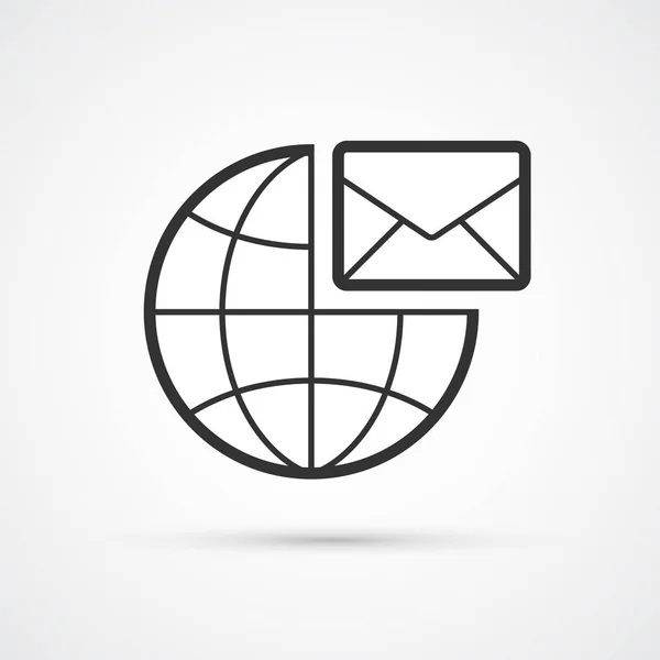 Globe mail flat line trendy black icon. Vector eps10 — Stock Vector