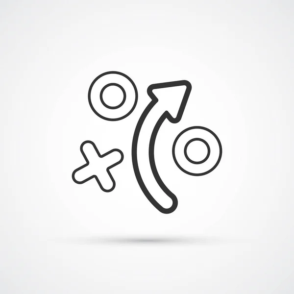 Strateji taktikleri düz çizgi trendy siyah simge planı. Vektör eps10