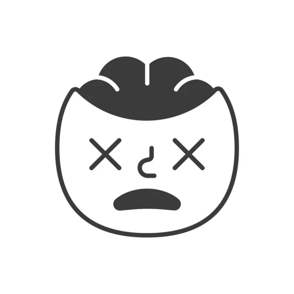 Sonrisa muerta fase emoji blanco y negro. Vector eps 10 — Archivo Imágenes Vectoriales