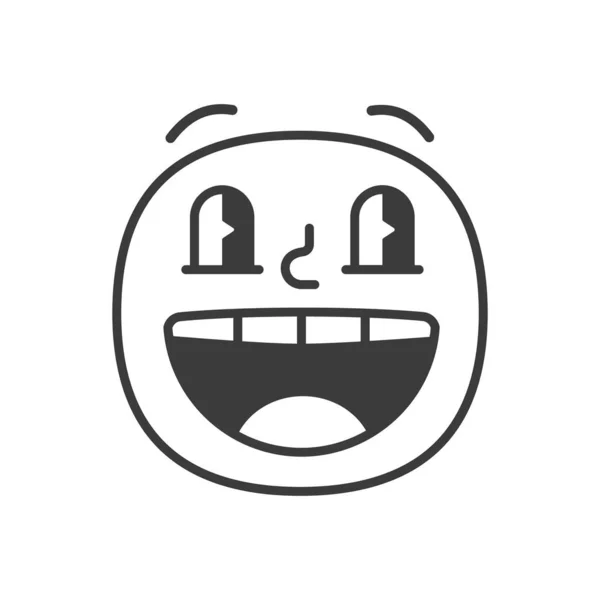 Sonrisa asombrada fase emoji en blanco y negro. Vector eps 10 — Vector de stock