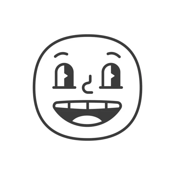 Glad leende fase svart och vitt emoji. Vektor eps 10 — Stock vektor