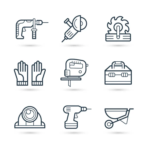 Paquete de herramientas para iconos de construcción. Ilustración vectorial — Vector de stock