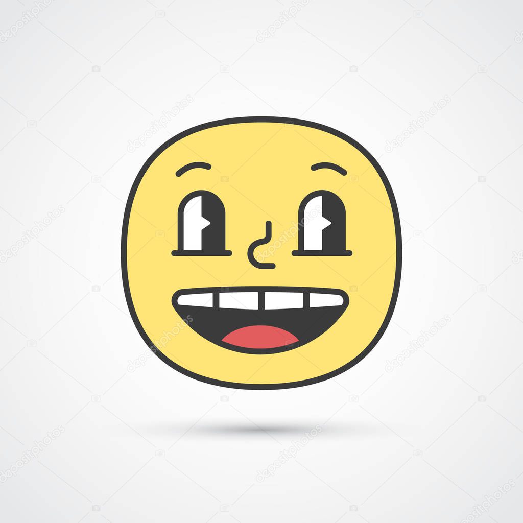 Happy smile emoji with big eyes. Cute face. Vector eps10