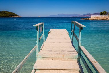 Denizde Ahşap İskele - Ksamil, Arnavutluk, Avrupa