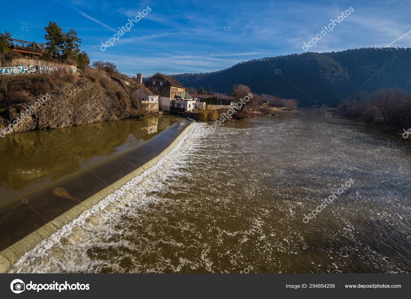Weir On Berounka River Cernosice Prague Czech Republic Stock Photo Image By C Zm Photo 294854258
