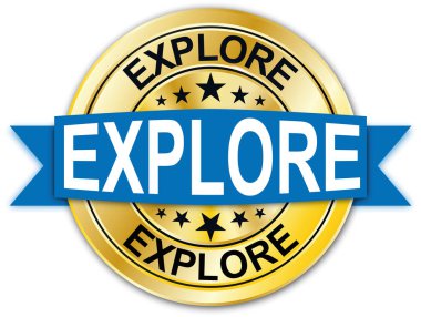 Beyaz arka plan üzerinde yıldız ile yuvarlak altın madalya