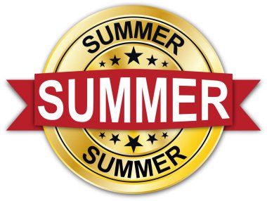 Beyaz arka plan üzerinde yıldız ile yuvarlak altın madalya