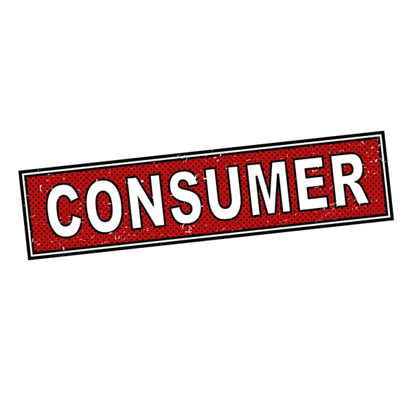 Verbraucher rot grungy Pop-Art-Schild mit Text — Stockvektor