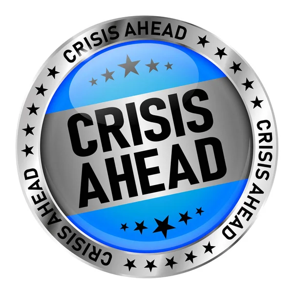 Criză izolată înainte albastru argint ilustrare pictograma web insigna — Vector de stoc