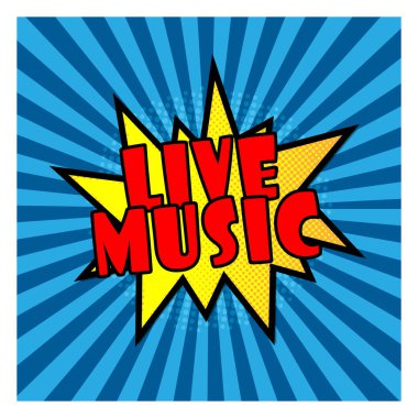 üzerinde mavi arka plan müzik pop sanat komik patlama konuşma balonu yaşamak