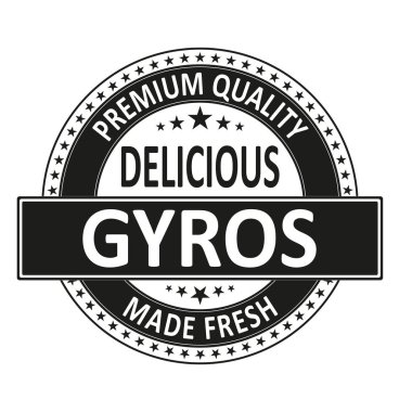 siyah prim kalite lezzetli gyros taze izole kare lastik damgası etiketi yaptı