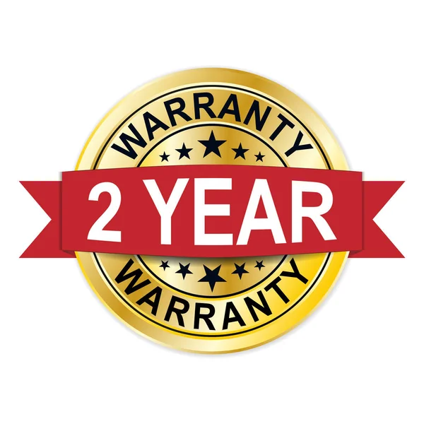 Garantie 2 ans médaille ronde d'or sceau web — Image vectorielle