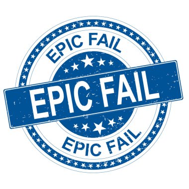 EPIC FAIL mavi yuvarlak grungy lastik damgası yıldız ile