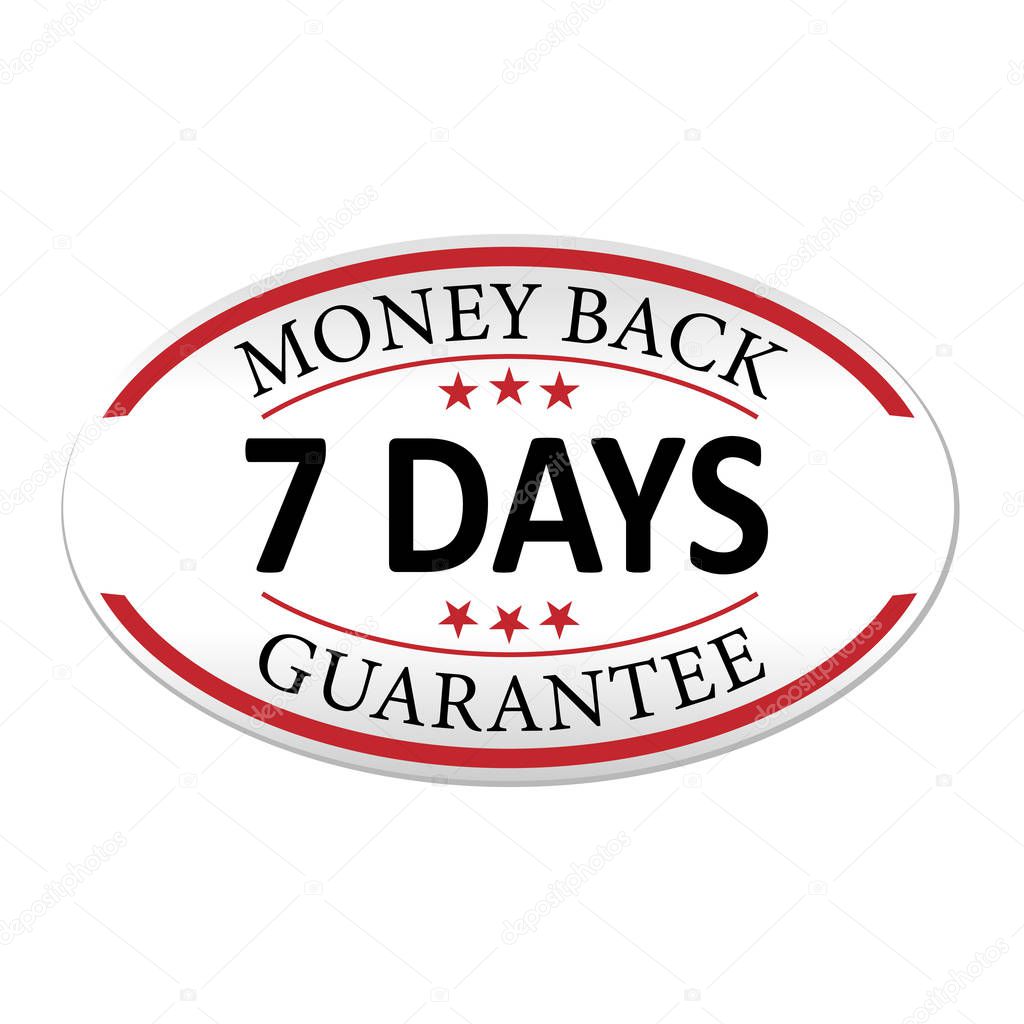 money back guarantee 7 days paper web lable badge isolated