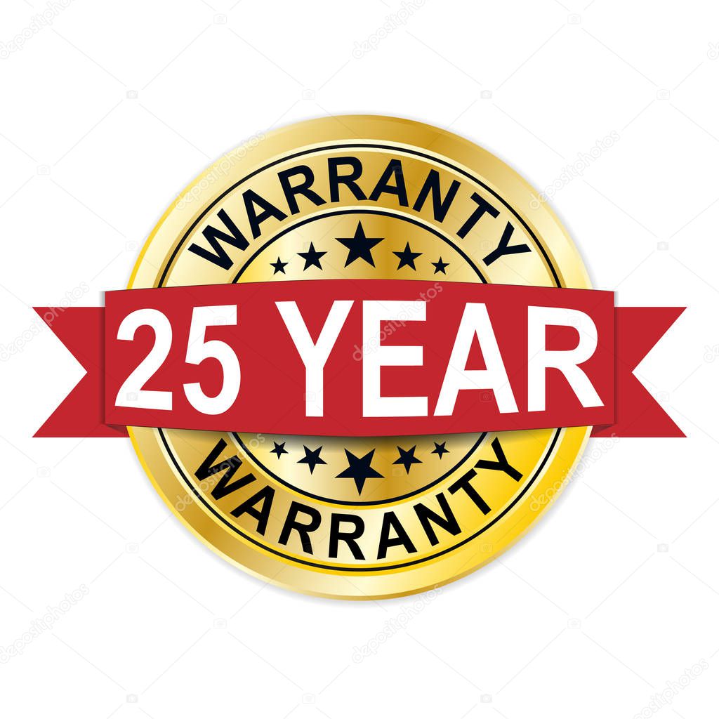 warranty 25 year golden badge seal medal