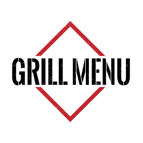 Menu grill vermelho triângulo preto selo de borracha grungy —  Vetores de Stock