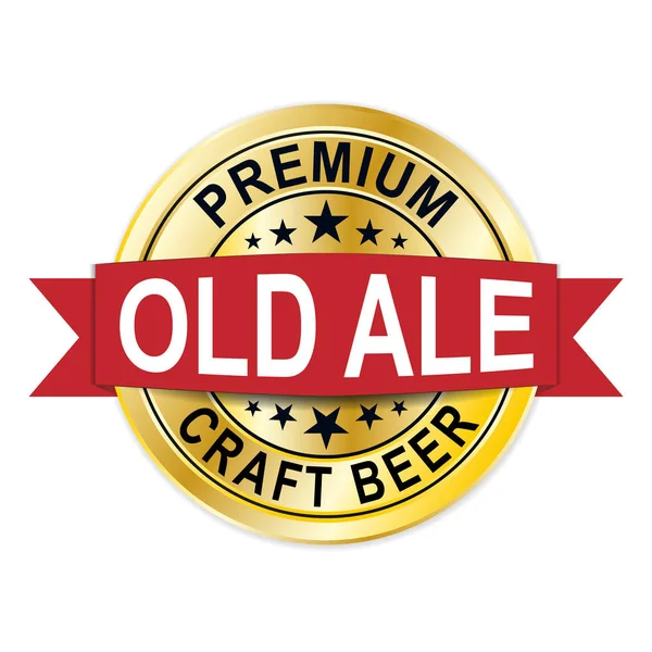 Stary ale piwo Premium okrągłe uszczelnienie WWW błyszczący złoty medal — Wektor stockowy