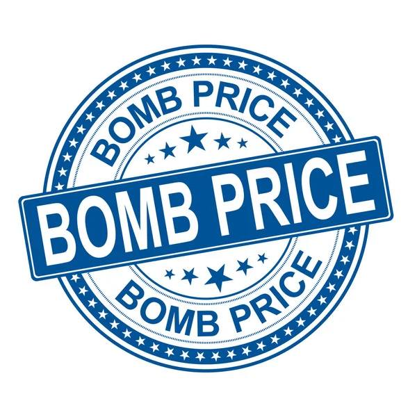 Βόμβα τιμή μπλε σφραγίδα εικονίδιο λογότυπο web απομονωμένες — Διανυσματικό Αρχείο