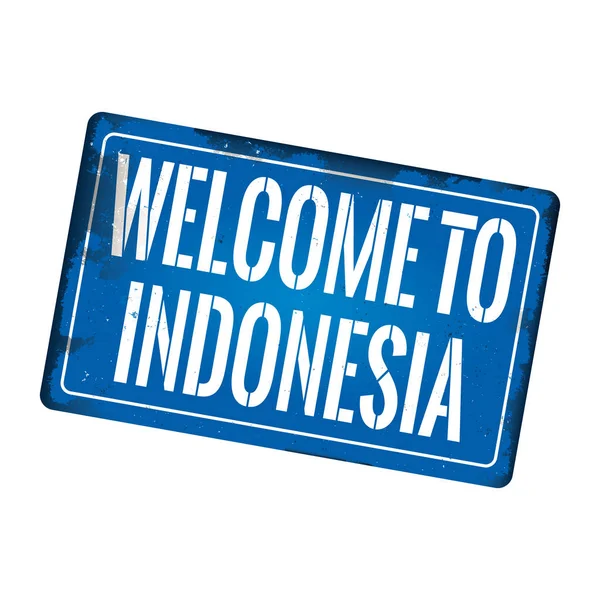 Bem-vindo ao indonésia vintage sinal de metal enferrujado em um fundo branco, ilustração vetorial —  Vetores de Stock
