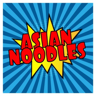 Asya Erişte komik kabarcık metin pop sanat tarzı radyal çizgiler arka plan patlama vektör