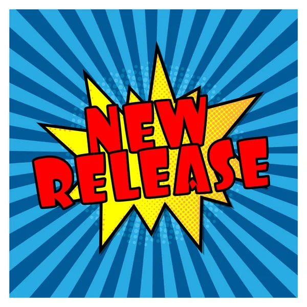 Yeni sürüm komik kabarcık metin pop sanat tarzı radyal çizgiler arka plan patlama vektör illüstrasyon yarı ton efekti