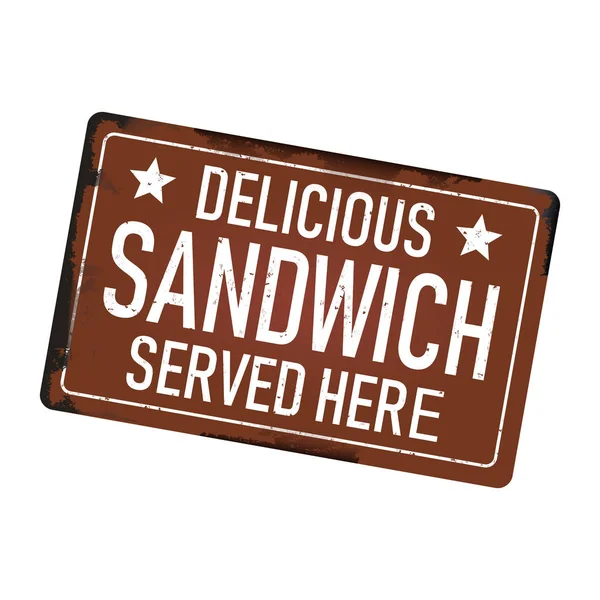 Sandwich grungy vintage metal web sign isoliert — Stockvektor