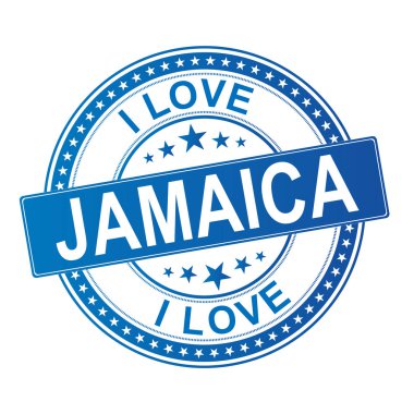 i jamaika grunge kauçuk pul vektör illüstrasyon izole seviyorum