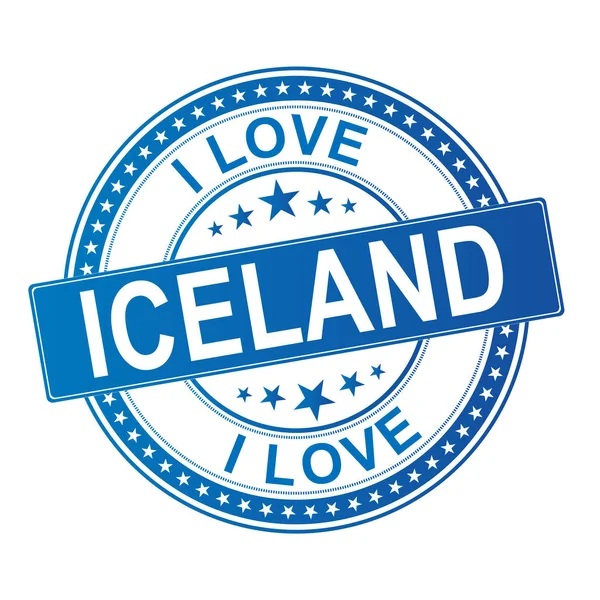 Αγαπώ Ισλανδία γκραντζ καουτσούκ σφραγίδα διανυσματική απεικόνιση απομονωμένη — Διανυσματικό Αρχείο