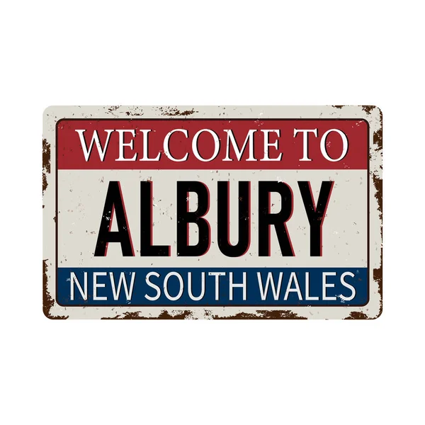 Welcome to albury australia rusty plaque sign — стоковый вектор