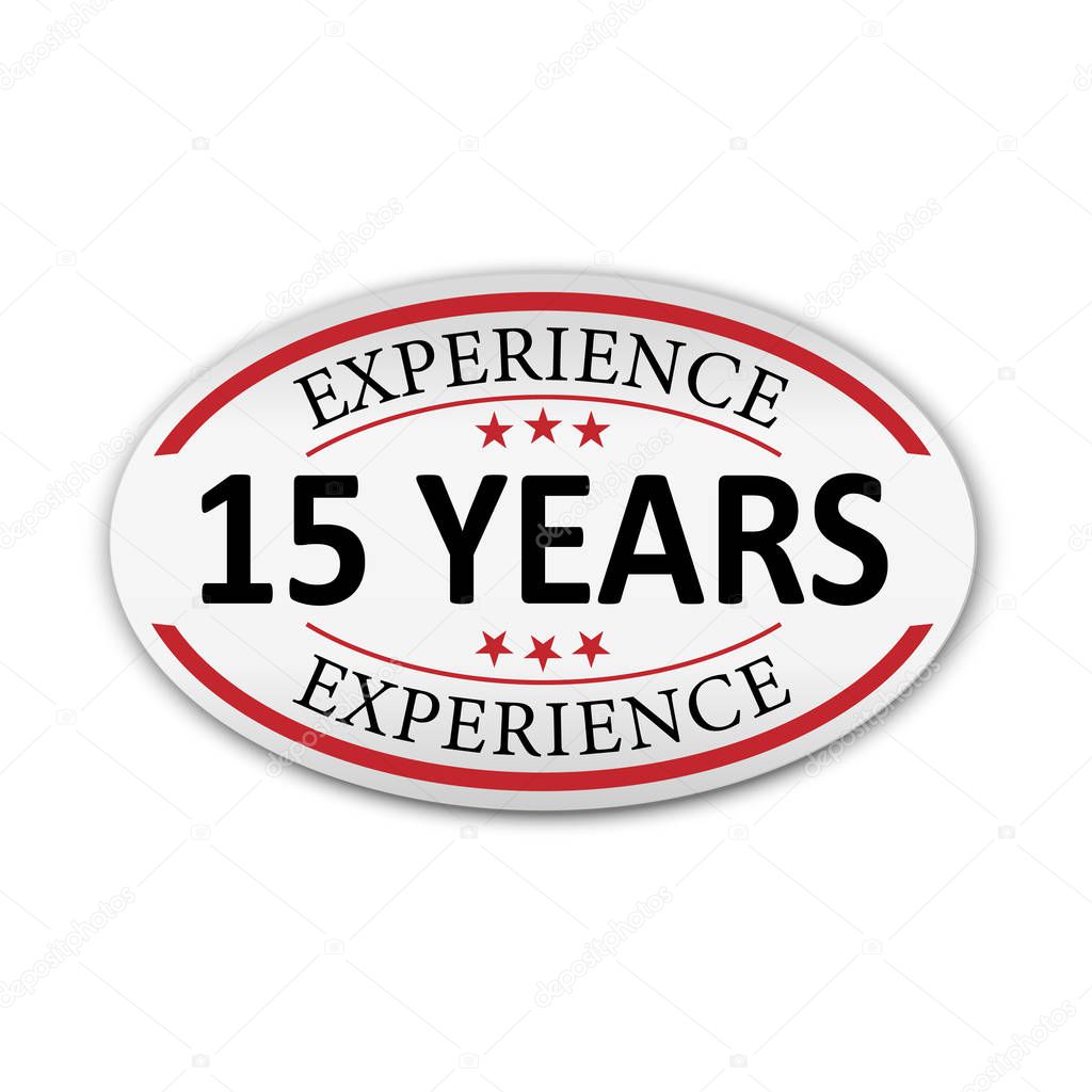 red vector illustration banner label experience 15 years