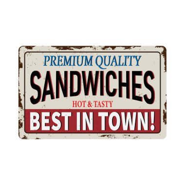 sandviç fast food retro paslı plak şablonu