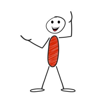 Beyaz üzerinde Gülen Stickman Stickfigure web vektör illüstrasyon